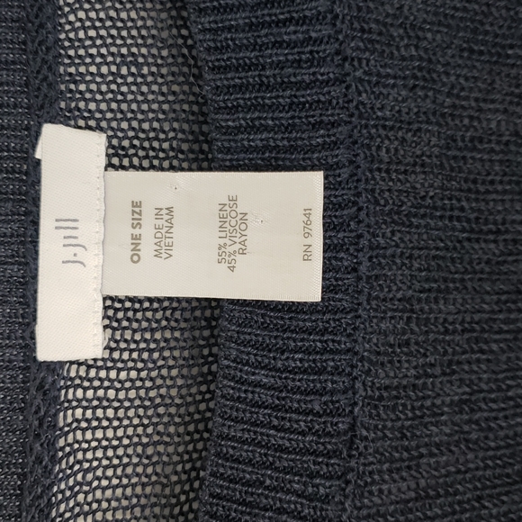 J.jill linen blend knit cover up tunic side ties navy blue one size - Picture 5 of 9